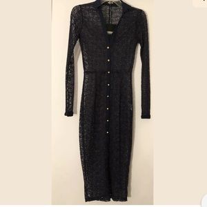 NWT Missguided Navy Lace Midi Shirt Dress